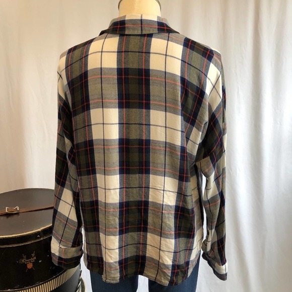 ZARA SZ M Slant Pocket Flannel Shirt Blue White Plaid Super Soft - Picture 3 of 6